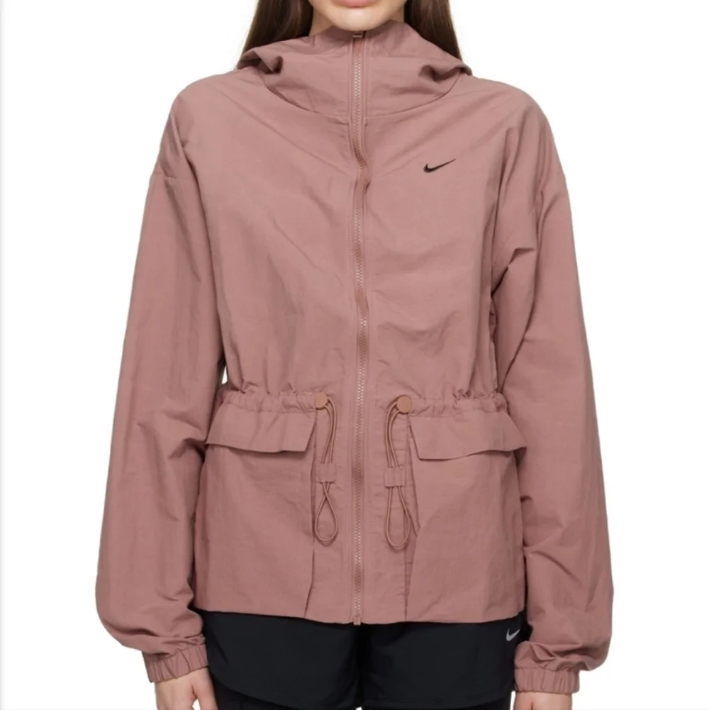 Nike Pink Lightweight Full Zip Stand Collar Flap Pockets Jacket Women's Size M